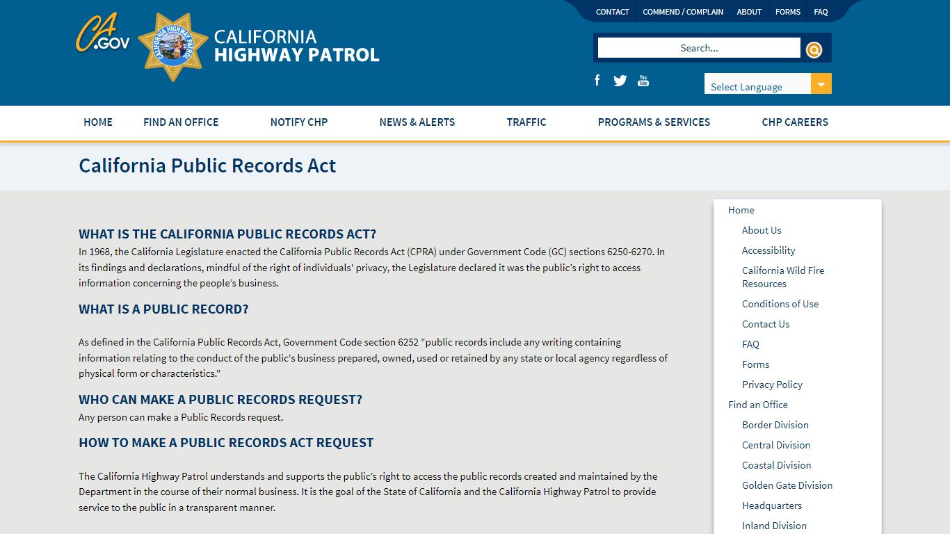California Public Records Act