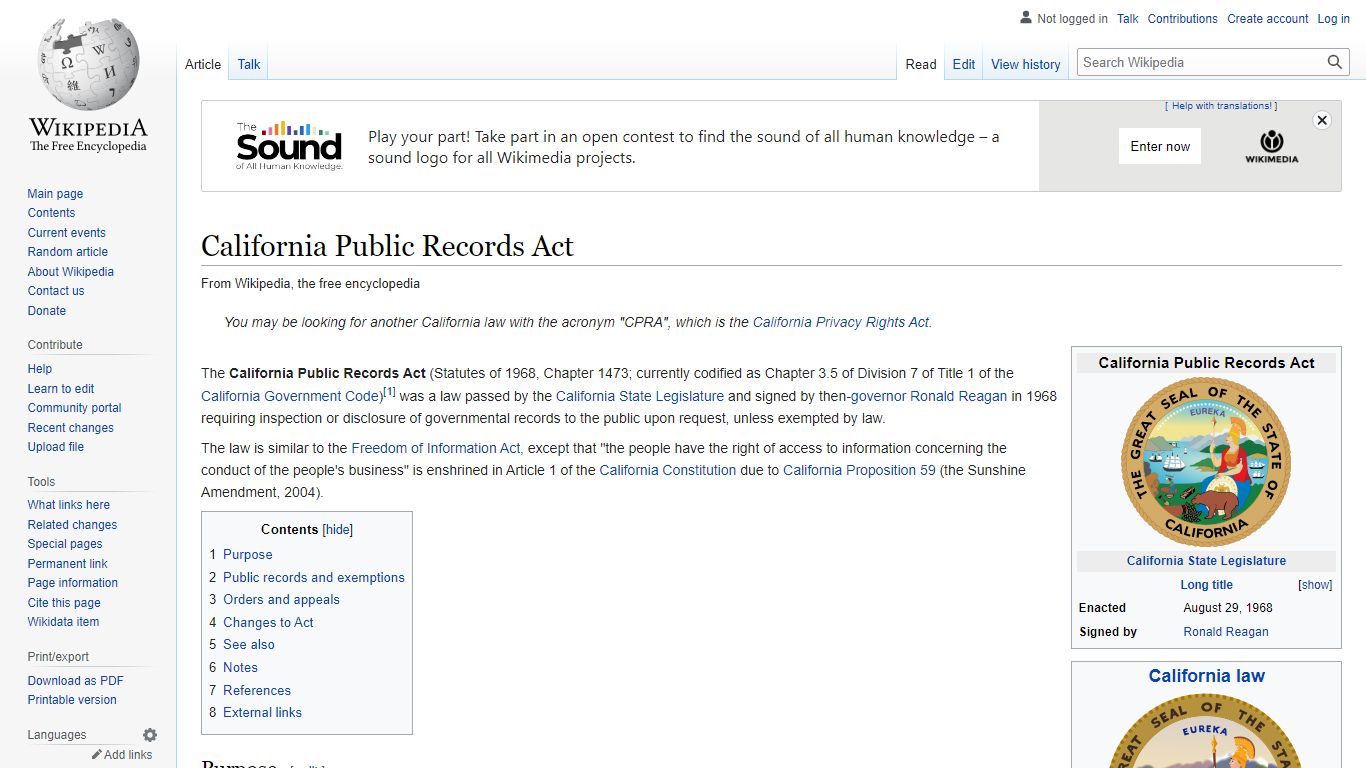 California Public Records Act - Wikipedia